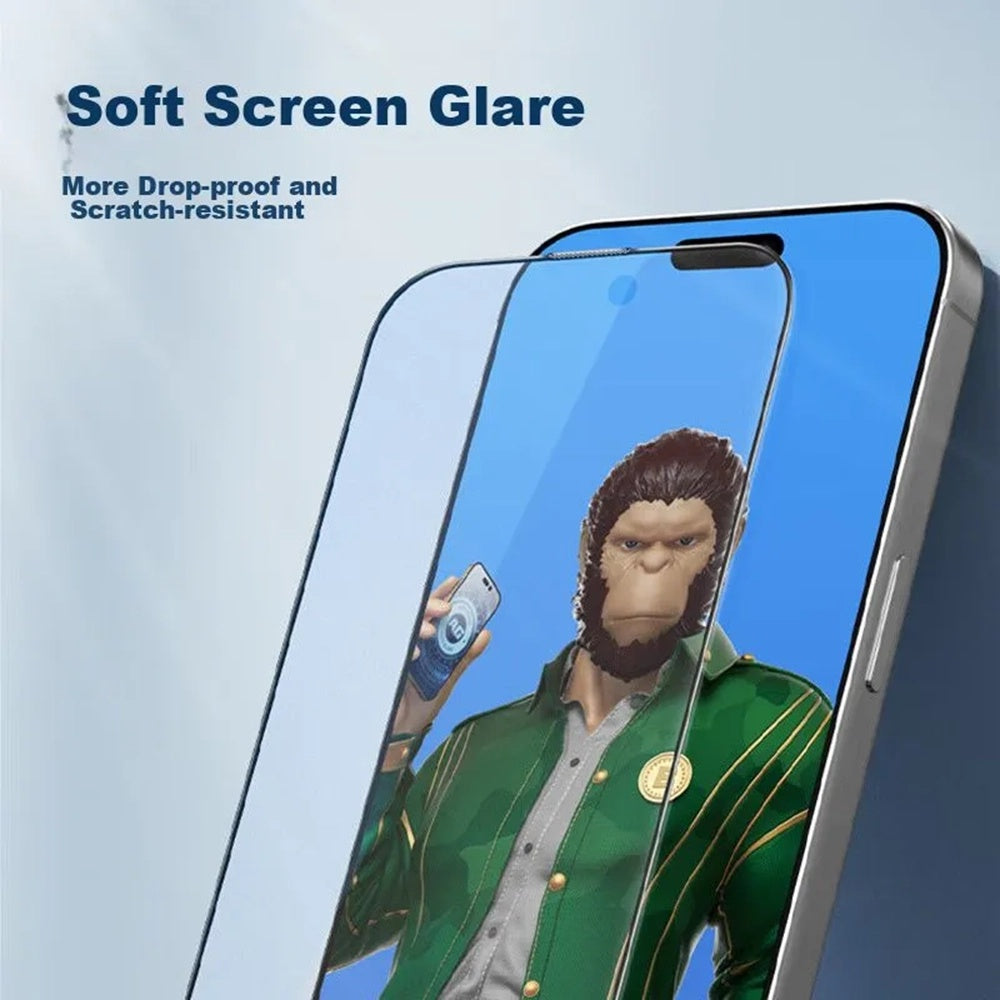 Folie de protectie Ecran Blueo Anti-Glare pentru Apple iPhone 12 / 12 Pro, Sticla Securizata, Full Glue, Neagra