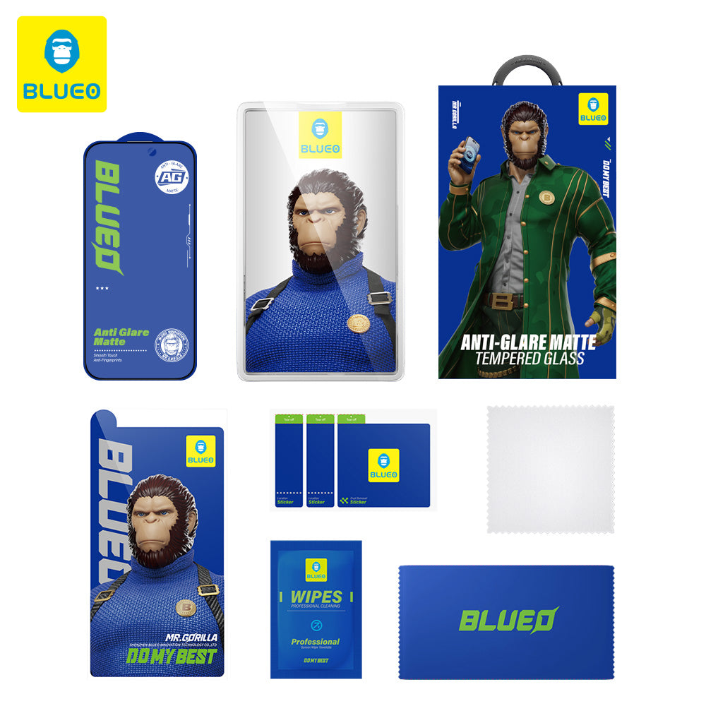 Folie de protectie Ecran Blueo Anti-Glare pentru Apple iPhone 14 Pro Max, Sticla Securizata, Full Glue, Neagra