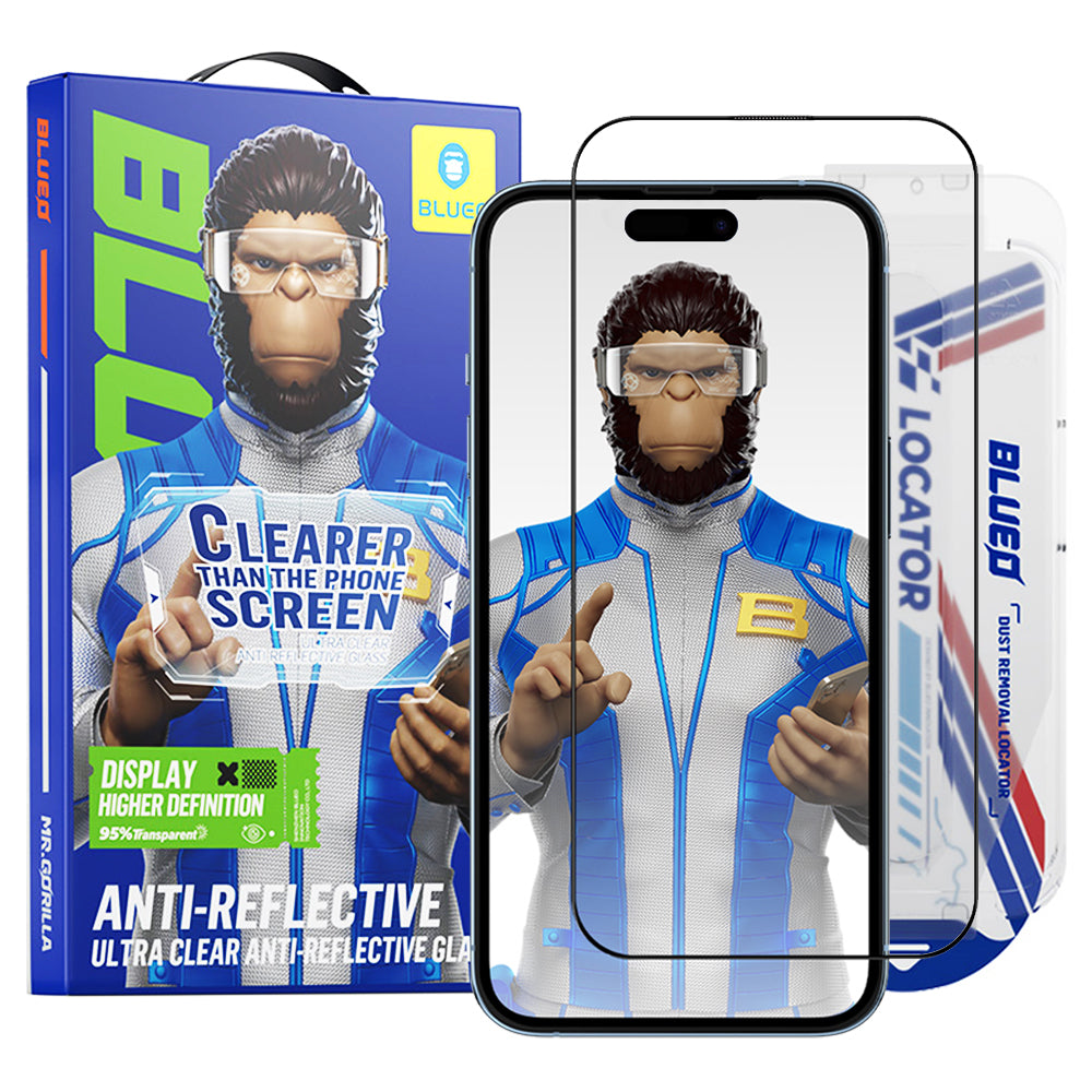 Folie de protectie Ecran Blueo Anti-Reflective HD Applicator Pro pentru Apple iPhone 14 Pro, Sticla Securizata, Full Glue, Neagra