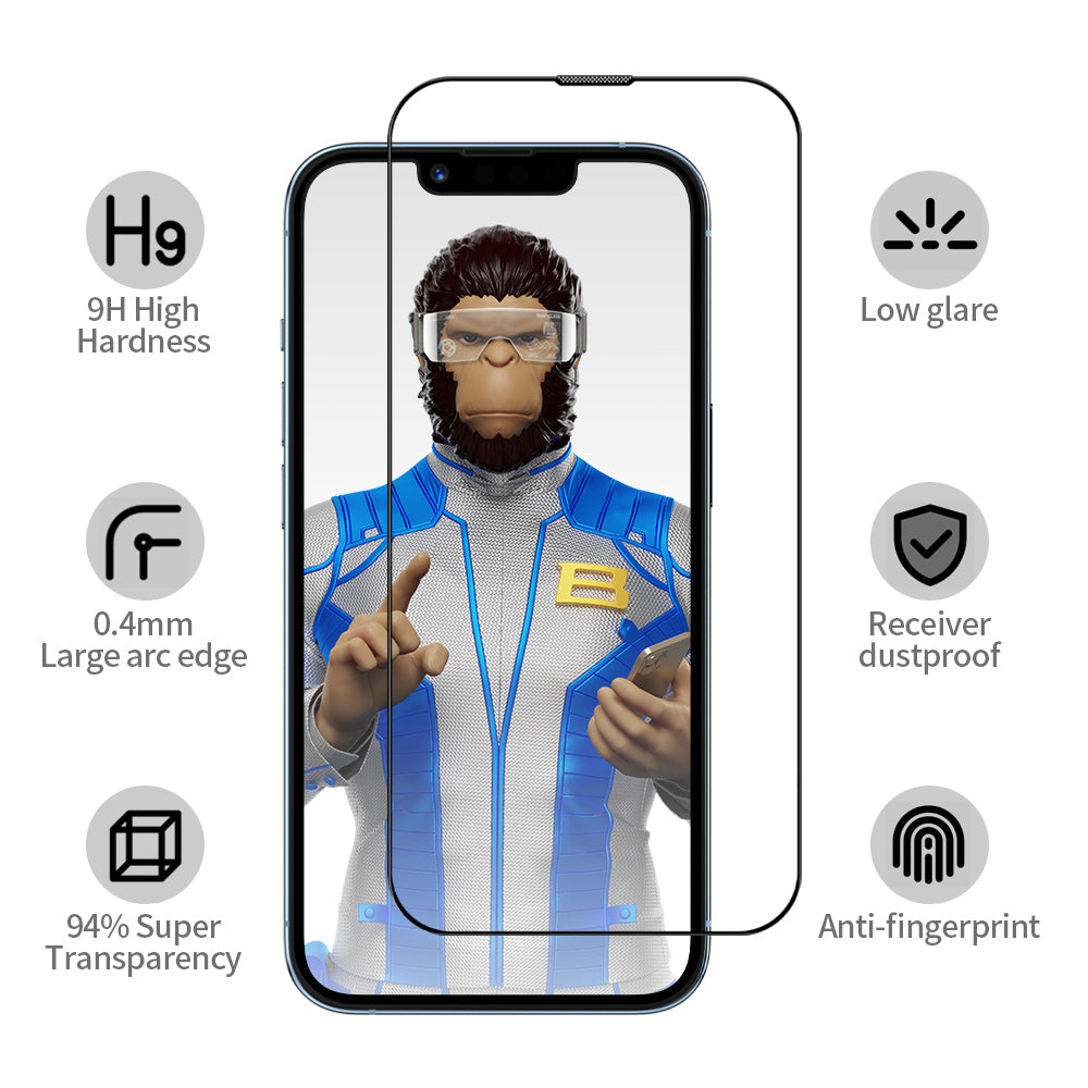 Folie de protectie Ecran Blueo Anti-Reflective HD Applicator Pro pentru Apple iPhone 14 Pro, Sticla Securizata, Full Glue, Neagra