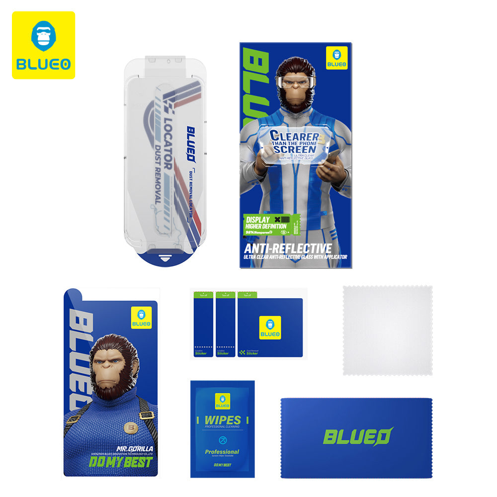 Folie de protectie Ecran Blueo Anti-Reflective HD Applicator Pro pentru Apple iPhone 14 Pro, Sticla Securizata, Full Glue, Neagra