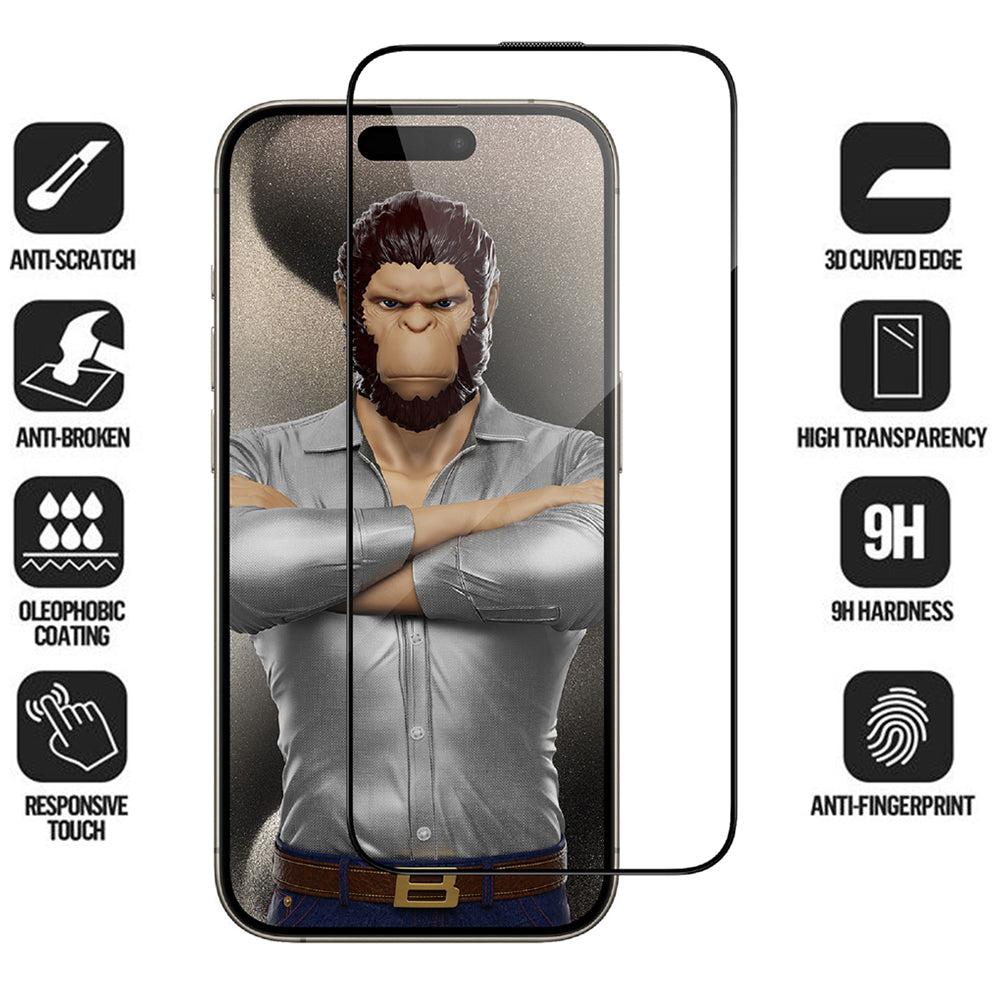 Folie de protectie Ecran Blueo HD pentru Apple iPhone 16 Pro Max, Sticla Securizata, Full Glue, 3D, Neagra