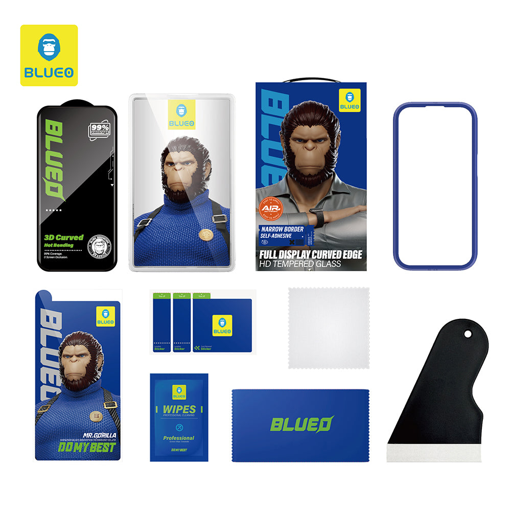 Folie de protectie Ecran Blueo HD pentru Apple iPhone 16 Pro Max, Sticla Securizata, Full Glue, 3D, Neagra