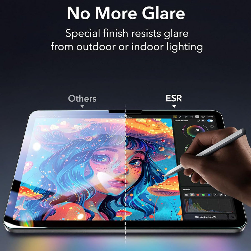 Folie de protectie Ecran ESR Armorite Paper Feel UltraFit pentru Apple iPad Air 11 (2026) / Air 11 (2025), Sticla Securizata, Full Glue, Set 2 bucati