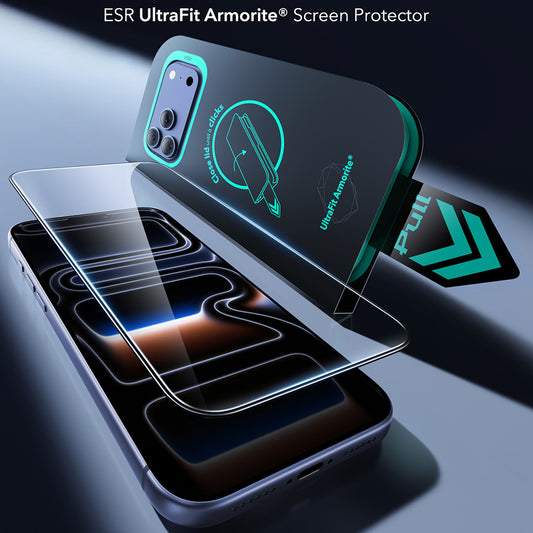 Folie de protectie Ecran ESR Armorite UltraFit pentru Apple iPhone 18 Pro / 17 Pro, Sticla Securizata, Full Glue, Set 2 bucati, Neagra