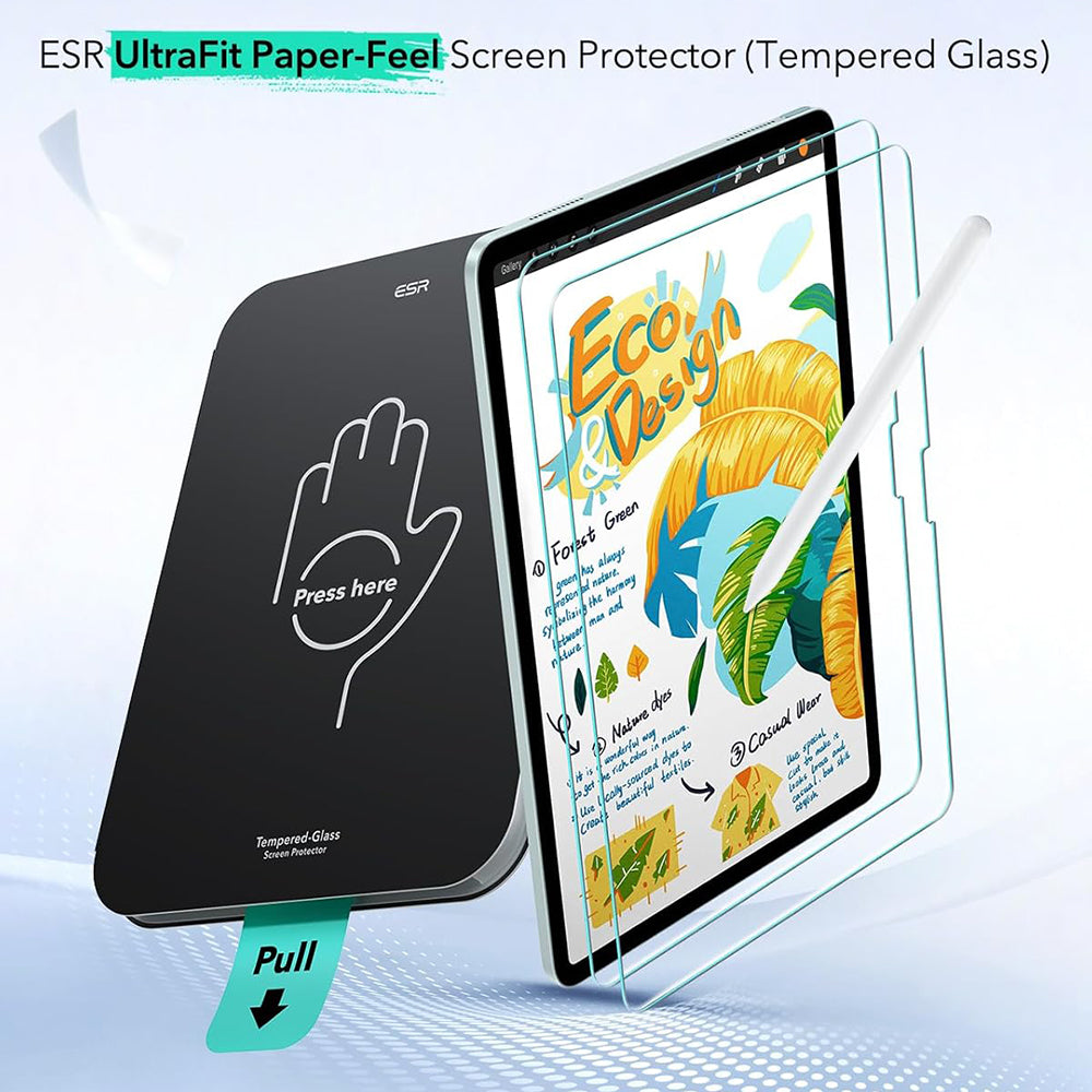 Folie de protectie Ecran ESR Paper Feel UltraFit pentru Apple iPad (2025) / (2022), Plastic, Set 2 bucati