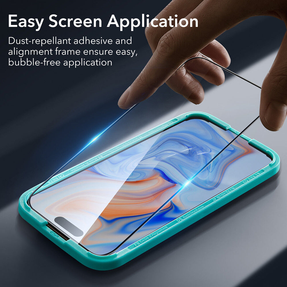 Folie de protectie Ecran ESR pentru Apple iPhone 15, Sticla Securizata, Full Glue, Neagra