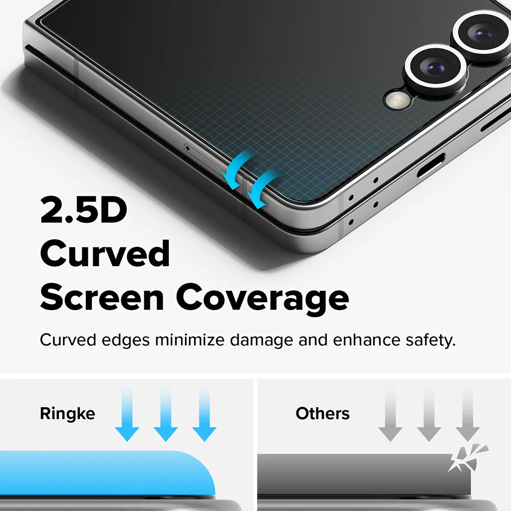 Folie de protectie Ecran Exterior Ringke Cover Display pentru Samsung Galaxy Z Flip7 F766, Sticla Securizata, Full Glue, Set 2 bucati