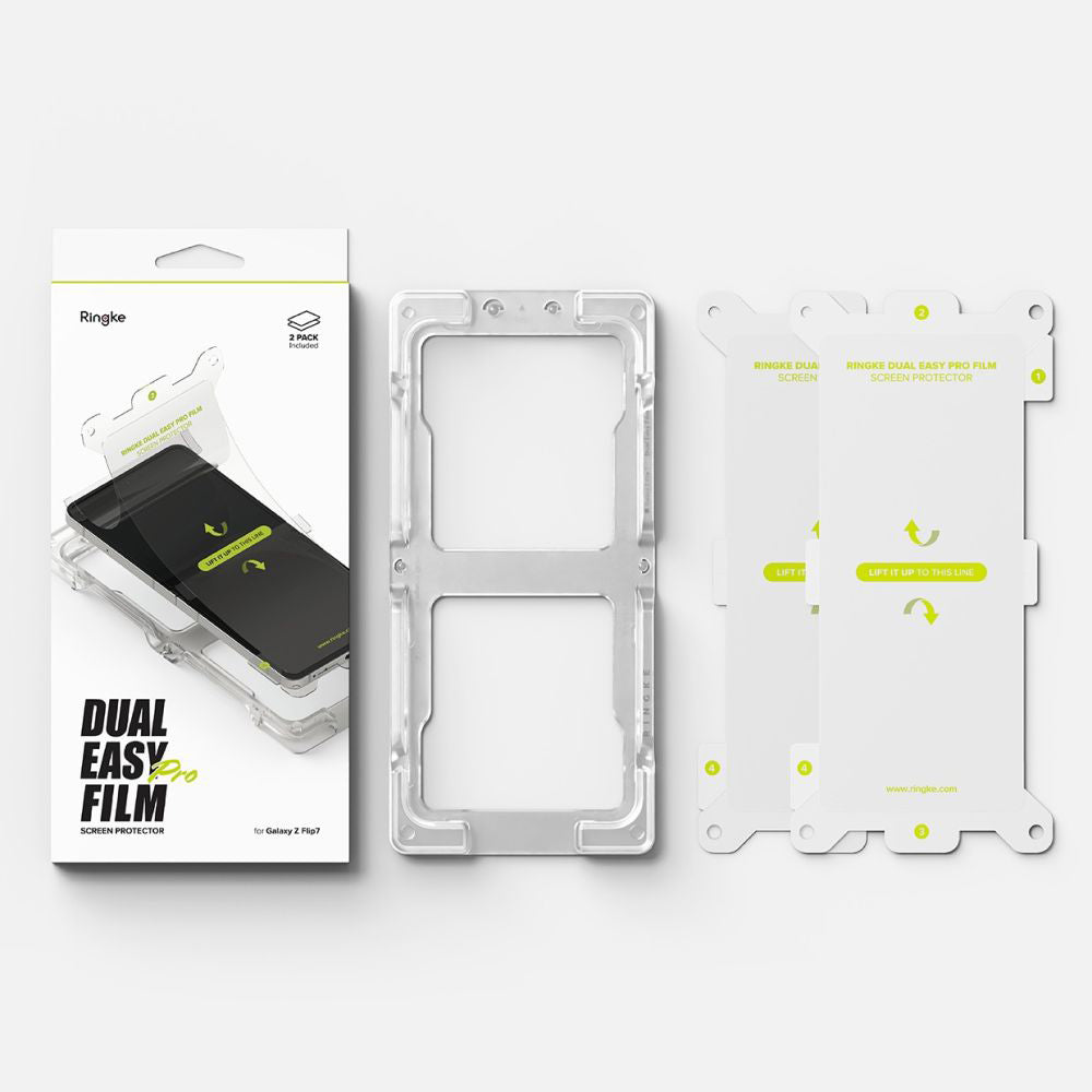 Folie de protectie Ecran Interior Ringke Dual Easy Pro pentru Samsung Galaxy Z Flip7 F766, Plastic, Set 2 bucati