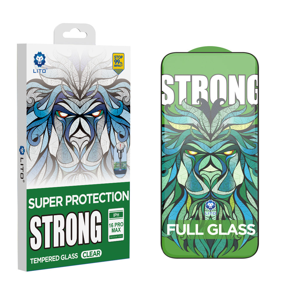 Folie de protectie Ecran Lito D+ Max Strong pentru Apple iPhone 17 / 16 Pro, Sticla Securizata, Full Glue, Neagra