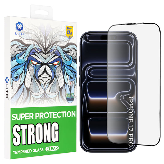 Folie de protectie Ecran Lito D+ Max Strong pentru Apple iPhone 17 Pro, Sticla Securizata, Full Glue, Neagra