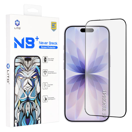Folie de protectie Ecran Lito NB pentru Apple iPhone 17 / 16 Pro, Sticla Securizata, Full Glue, Neagra