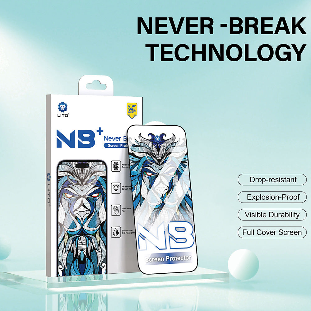 Folie de protectie Ecran Lito NB pentru Apple iPhone 17 / 16 Pro, Sticla Securizata, Full Glue, Neagra