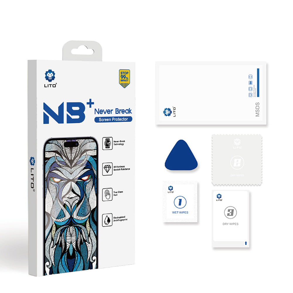 Folie de protectie Ecran Lito NB pentru Apple iPhone 17 / 16 Pro, Sticla Securizata, Full Glue, Neagra