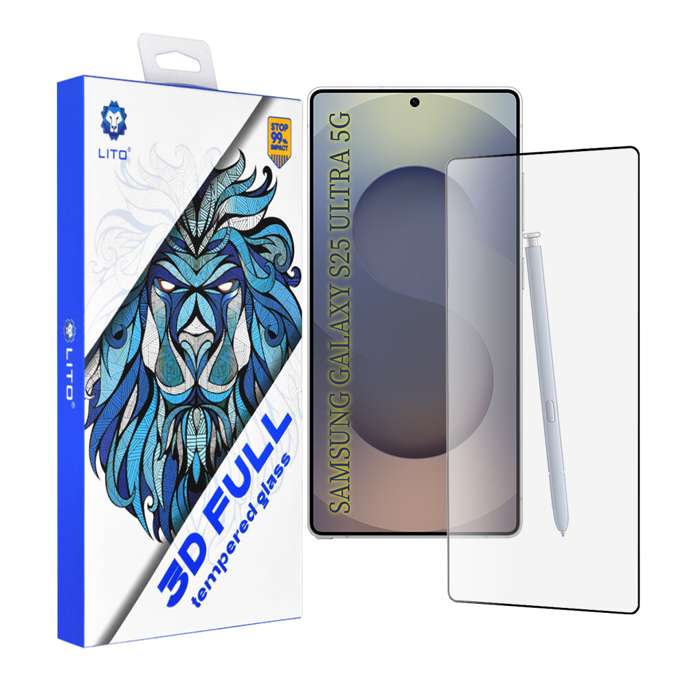 Folie de protectie Ecran Lito pentru Samsung Galaxy S25 Ultra S938, Sticla Securizata, Full Glue, 3D, Neagra