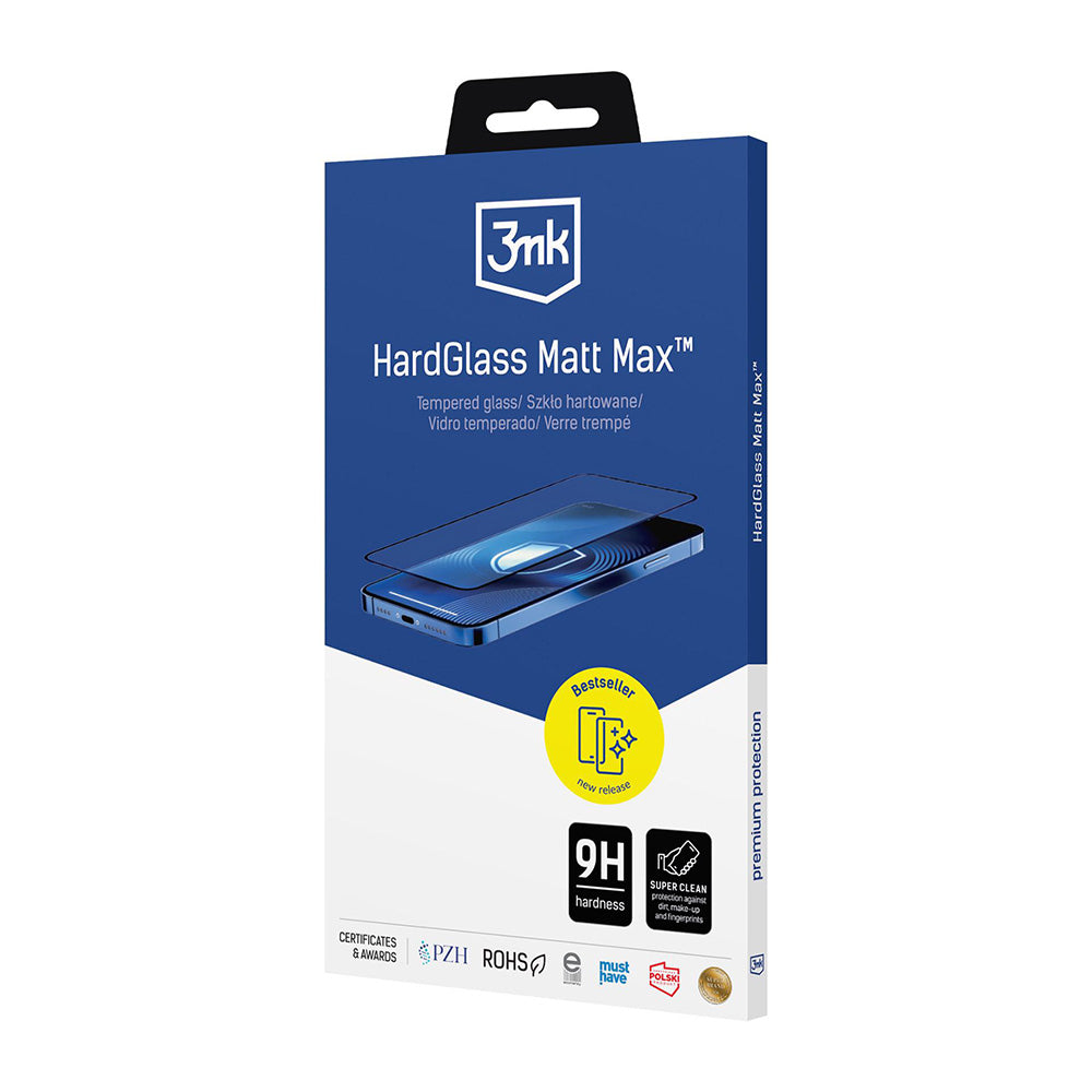 Folie de protectie Ecran Matte 3MK HardGlass Max pentru Apple iPhone 17 Pro Max, Sticla Securizata, Full Glue, Neagra