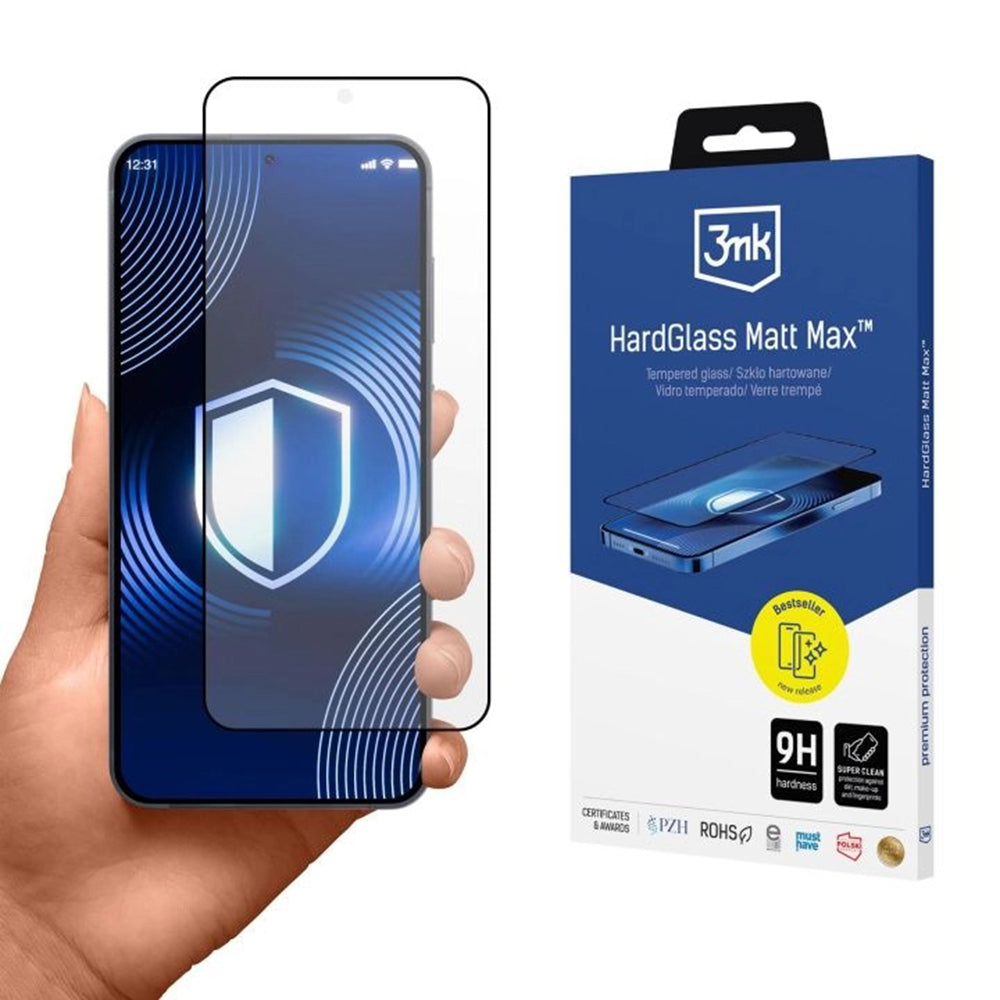 Folie de protectie Ecran Matte 3MK Max pentru Samsung Galaxy S26, Sticla Securizata, Full Glue, Neagra