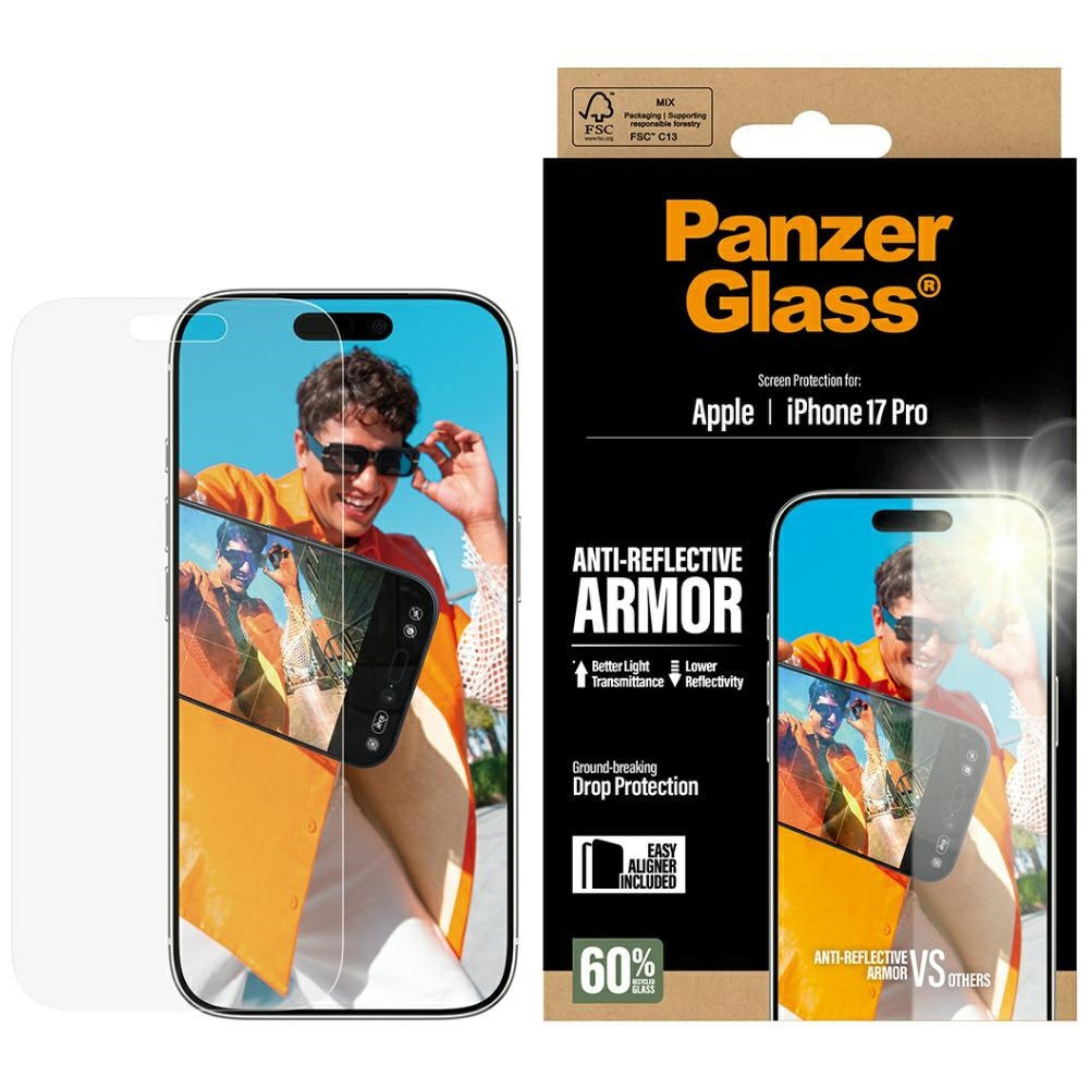 Folie de protectie Ecran Matte PanzerGlass Armor EasyAligner pentru Apple iPhone 17 Pro, Sticla Securizata, Full Glue
