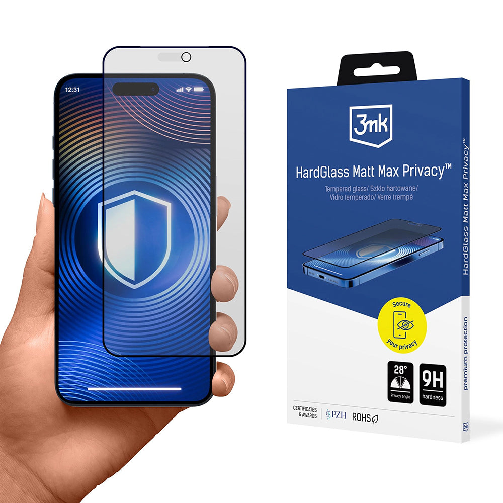 Folie de protectie Ecran Matte Privacy 3MK Max pentru Apple iPhone 18 Pro Max, Sticla Securizata, Full Glue
