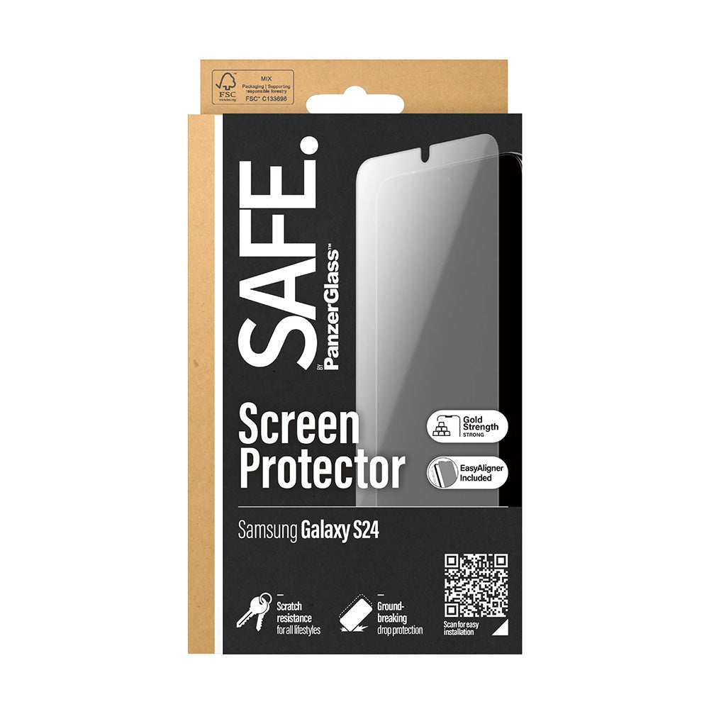 Folie de protectie Ecran PanzerGlass Safe. Ultra-Wide Fit EasyAligner pentru Samsung Galaxy S24 S921, Sticla Securizata, Full Glue