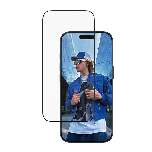 Folie de protectie Ecran PanzerGlass Ultra-Wide Fit EasyAligner pentru Apple iPhone 17 / 16 Pro, Sticla Securizata, Full Glue, Neagra