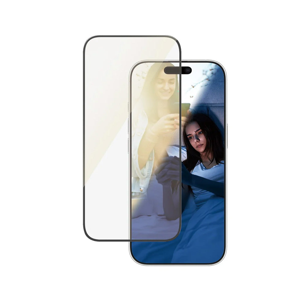 Folie de protectie Ecran PanzerGlass Ultra-Wide Fit EyeCare pentru Apple iPhone 16 Pro, Sticla Securizata, Full Glue, Neagra