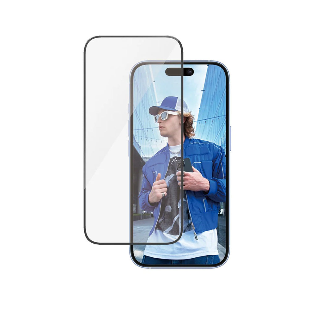 Folie de protectie Ecran PanzerGlass Ultra-Wide Fit pentru Apple iPhone 16 / 15, Sticla Securizata, Full Glue, Neagra