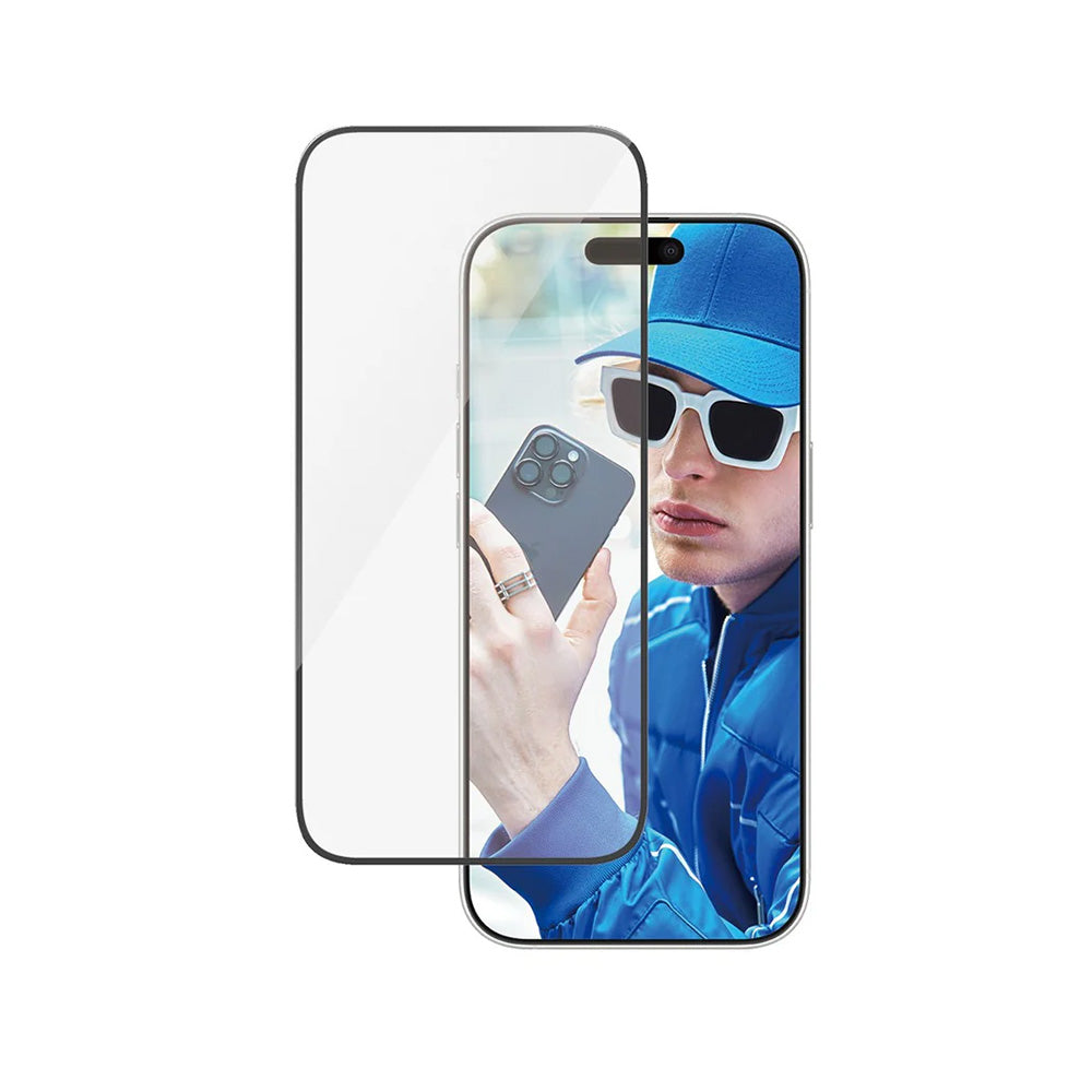 Folie de protectie Ecran PanzerGlass Ultra-Wide Fit pentru Apple iPhone 16 Pro, Sticla Securizata, Full Glue, Neagra