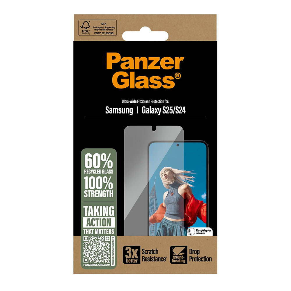 Folie de protectie Ecran PanzerGlass Ultra-Wide Fit pentru Samsung Galaxy S25 S931 / S24 S921, Sticla Securizata, Full Glue