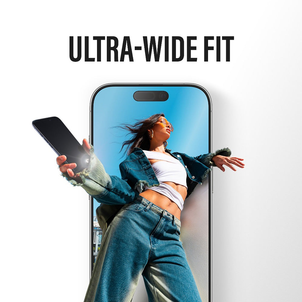 Folie de protectie Ecran PanzerGlass Ultra-Wide Fit Stealth Fastfit pentru Apple iPhone 17 Air, Sticla Securizata, Full Glue, Neagra