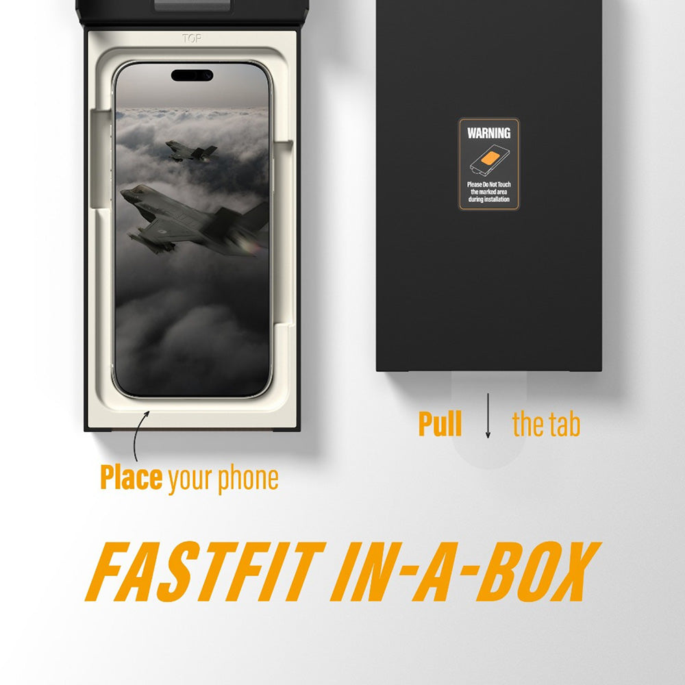 Folie de protectie Ecran PanzerGlass Ultra-Wide Fit Stealth Fastfit pentru Apple iPhone 17 Pro, Sticla Securizata, Full Glue, Neagra