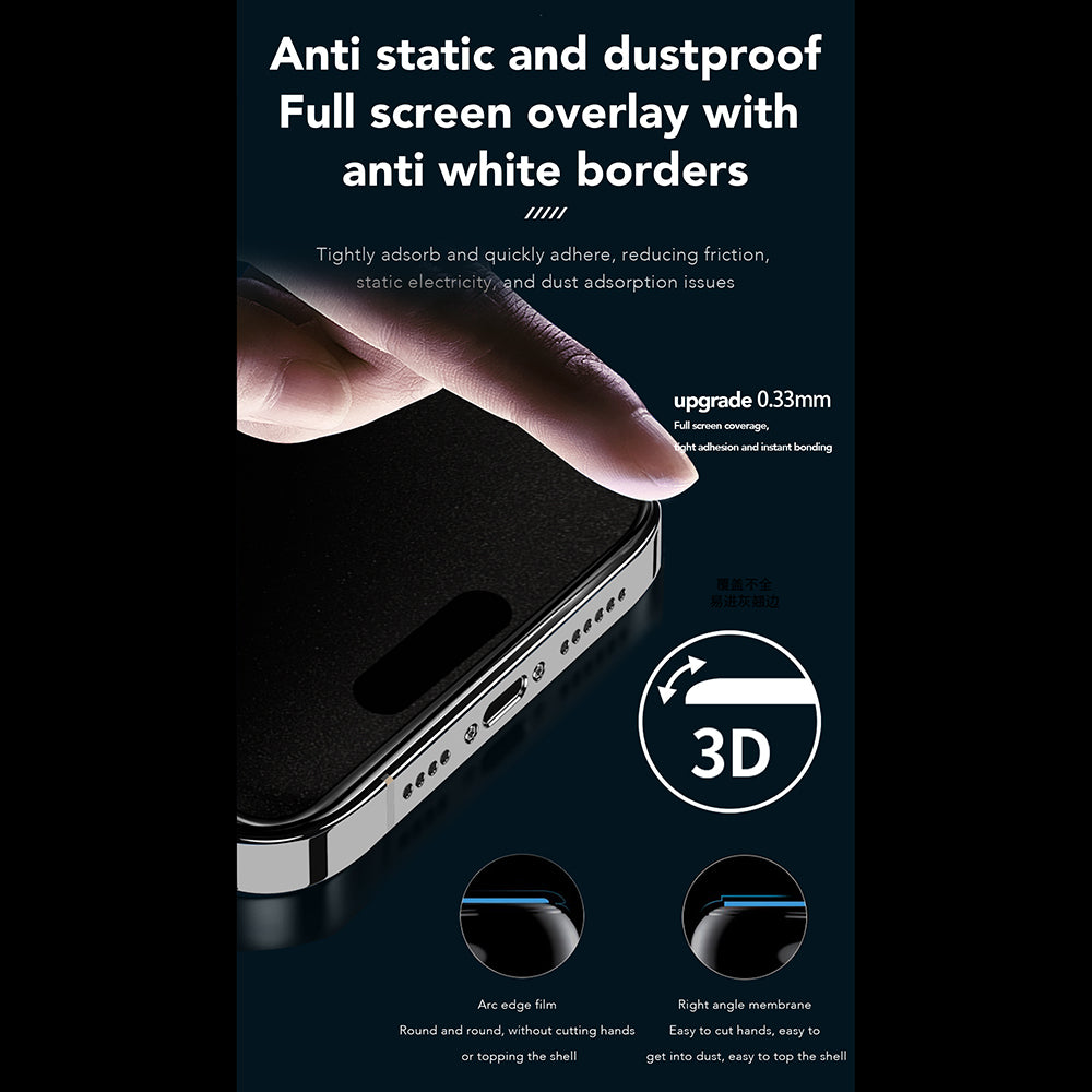 Folie de protectie Ecran Privacy Anank 1X Reinforced 360 pentru Apple iPhone 16, Sticla Securizata, Full Glue, 2.5D