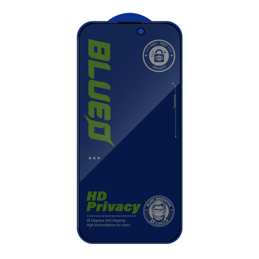 Folie de protectie Ecran Privacy Blueo Anti-Peep pentru Apple iPhone 15 Pro Max, Sticla Securizata, Full Glue