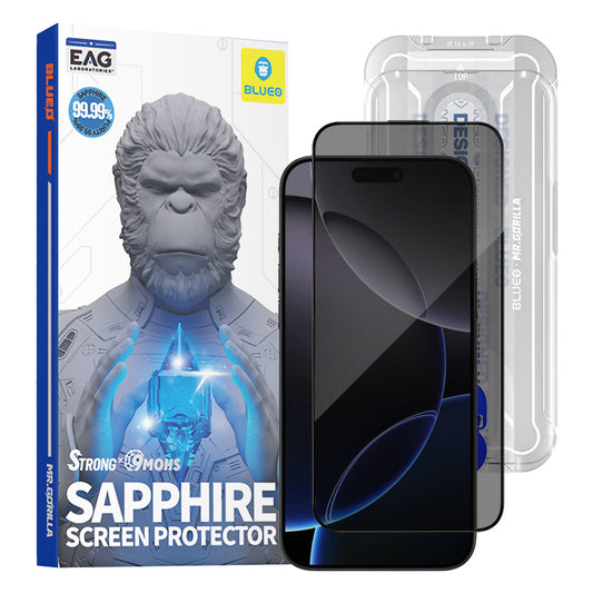 Folie de protectie Ecran Privacy Blueo Sapphire Applicator Pro pentru Apple iPhone 17 Pro Max / 16 Pro Max, Sticla Securizata, Full Glue
