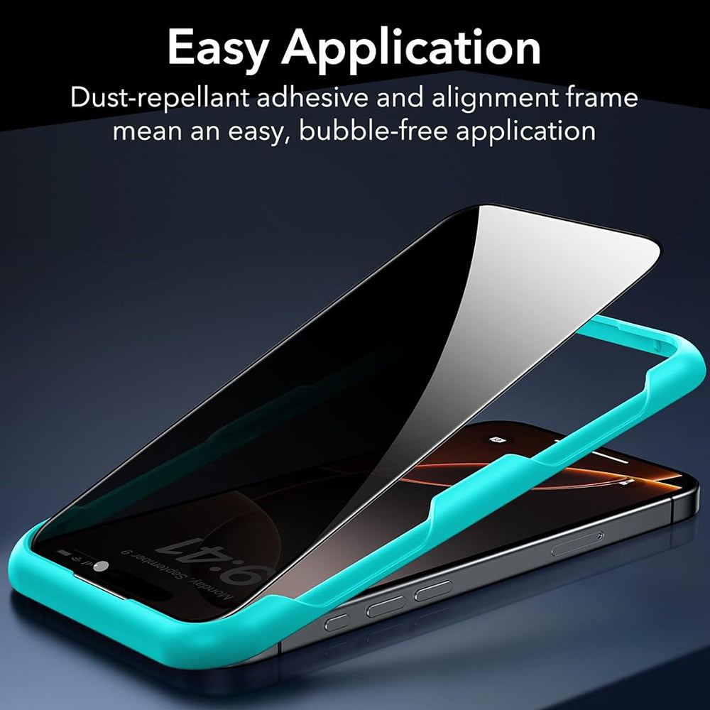 Folie de protectie Ecran Privacy ESR pentru Apple iPhone 17 / 16 Pro, Sticla Securizata, Full Glue, Set 3 bucati