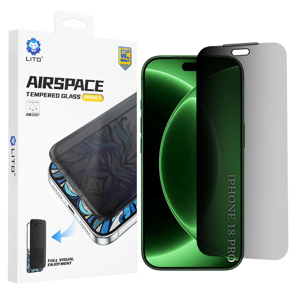 Folie de protectie Ecran Privacy Lito Airspace Border pentru Apple iPhone 18 Pro, Sticla Securizata, Full Glue