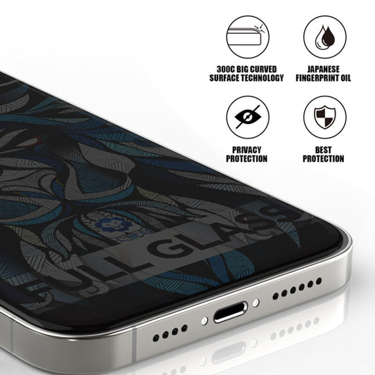 Folie de protectie Ecran Privacy Lito D+ Max 300C pentru Apple iPhone 17 / 16 Pro, Sticla Securizata, Full Glue