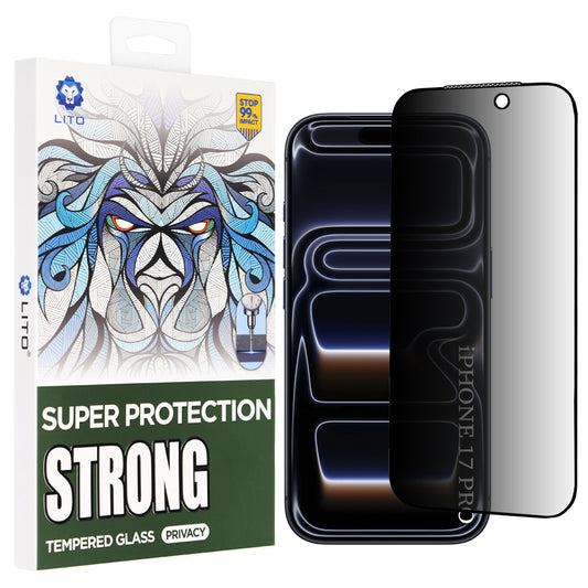 Folie de protectie Ecran Privacy Lito D+ Max Strong pentru Apple iPhone 17 Pro, Sticla Securizata, Full Glue