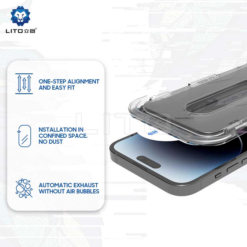 Folie de protectie Ecran Privacy Lito Magic Glass Box D+ Tools pentru Apple iPhone 12 Pro Max, Sticla Securizata, Full Glue
