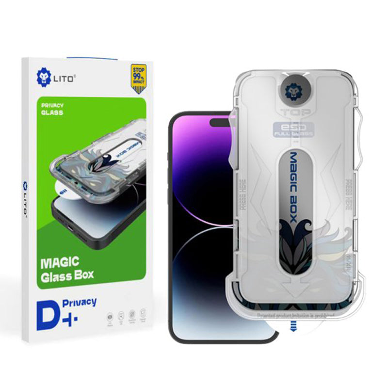 Folie de protectie Ecran Privacy Lito Magic Glass Box D+ Tools pentru Apple iPhone 16 Plus, Sticla Securizata, Full Glue