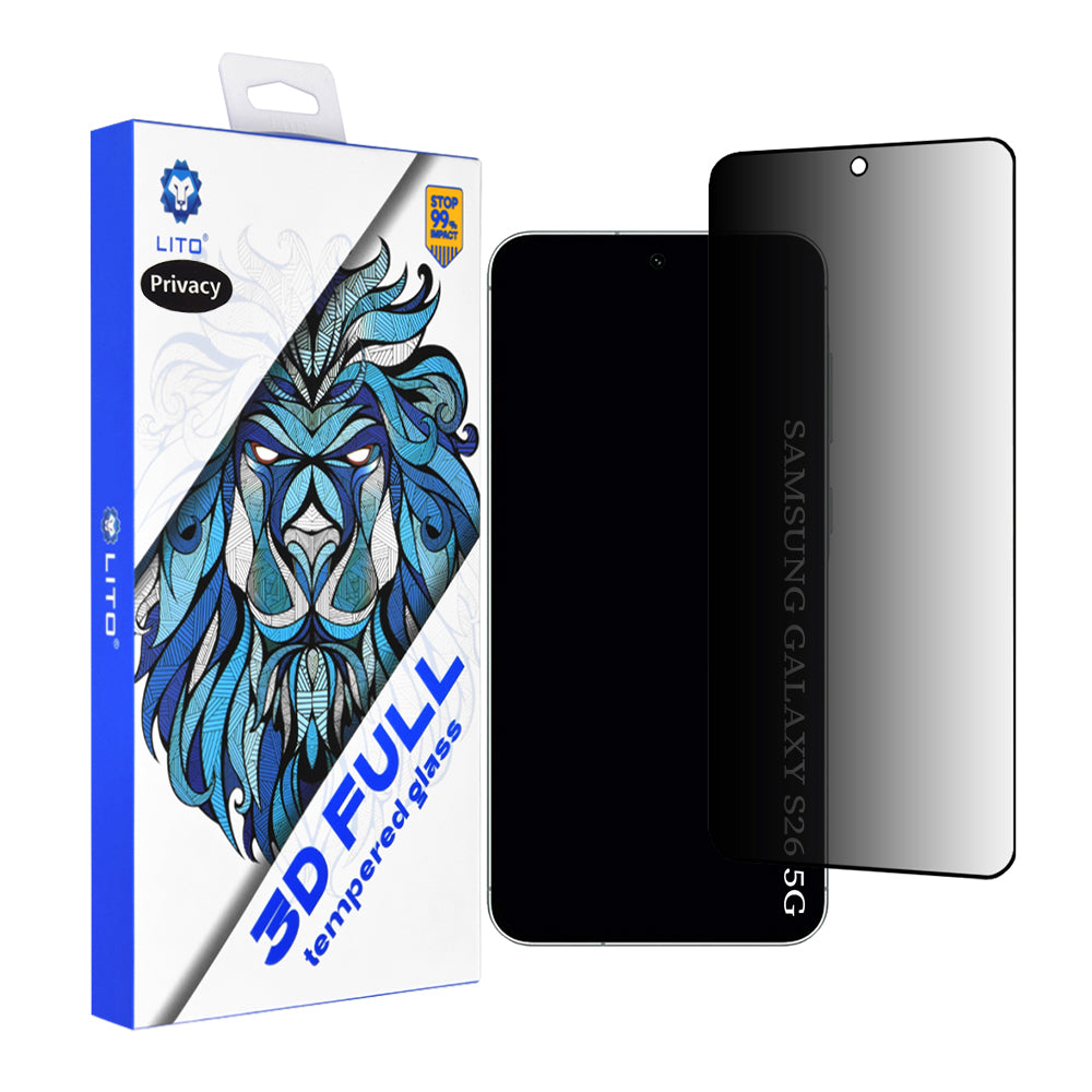 Folie de protectie Ecran Privacy Lito pentru Samsung Galaxy S26 S942, Sticla Securizata, Full Glue, 3D