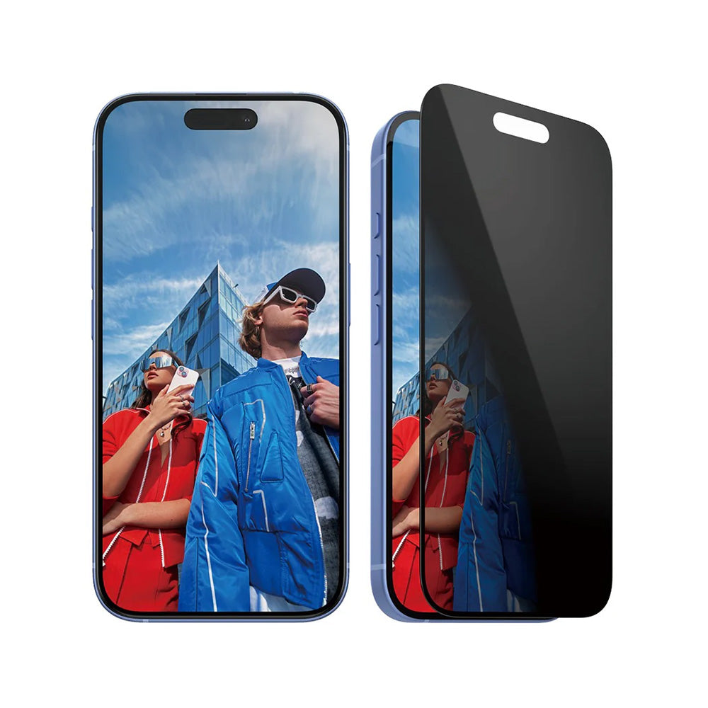 Folie de protectie Ecran Privacy PanzerGlass Ultra-Wide Fit EasyAligner pentru Apple iPhone 16 / 15, Sticla Securizata, Full Glue