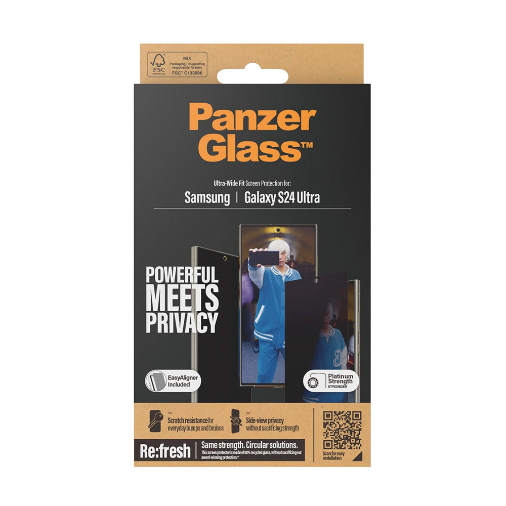 Folie de protectie Ecran Privacy PanzerGlass Ultra-Wide Fit EasyAligner pentru Samsung Galaxy S24 Ultra S928, Sticla Securizata, Full Glue