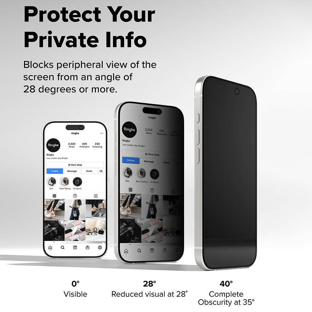 Folie de protectie Ecran Privacy Ringke Easy Slide pentru Apple iPhone 17, Sticla Securizata, Full Glue, Set 2 bucati