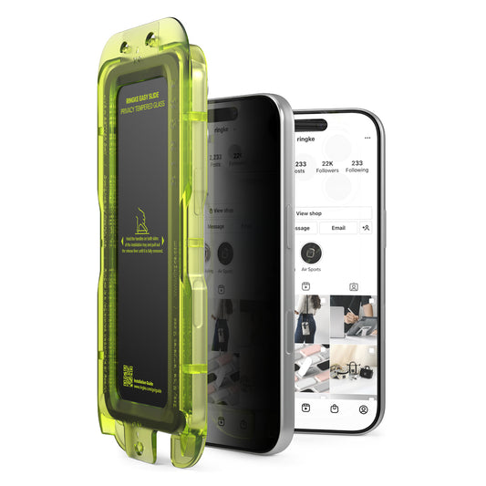 Folie de protectie Ecran Privacy Ringke Easy Slide pentru Apple iPhone 18 Pro, Sticla Securizata, Full Glue, Set 2 bucati