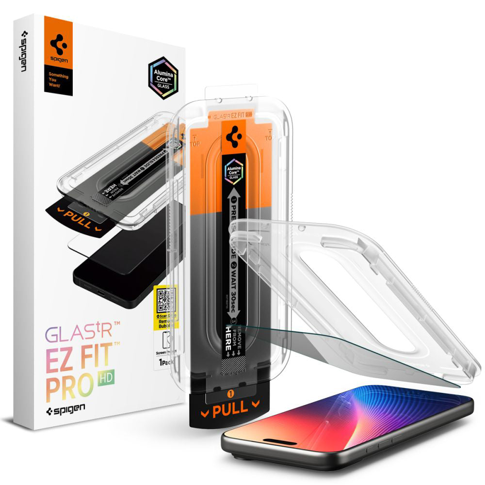 Folie de protectie Ecran Privacy Spigen GlastR EZ FIT Pro pentru Apple iPhone 17 Pro / 17 / 16 Pro, Sticla Securizata, Full Glue AGL10098