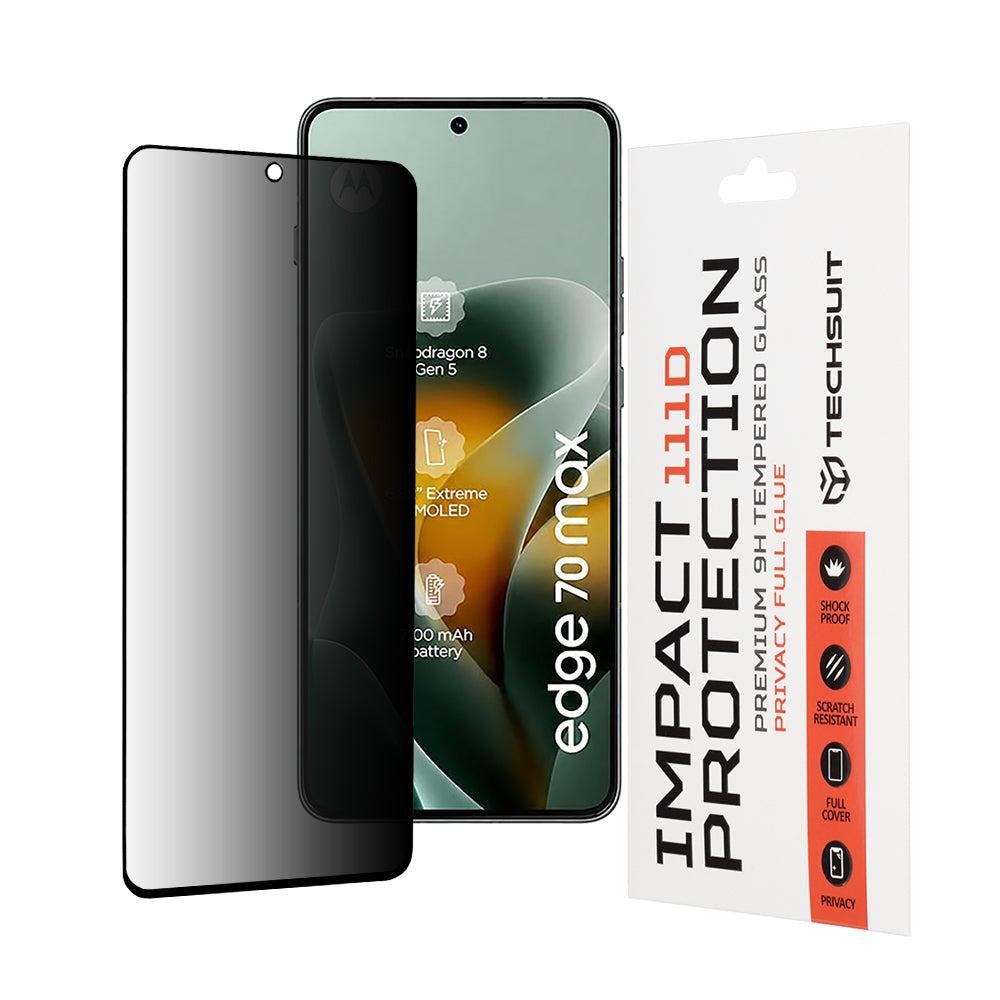Folie de protectie Ecran Privacy Techsuit pentru Motorola Edge 70 Max, Sticla Securizata, Full Glue, 111D