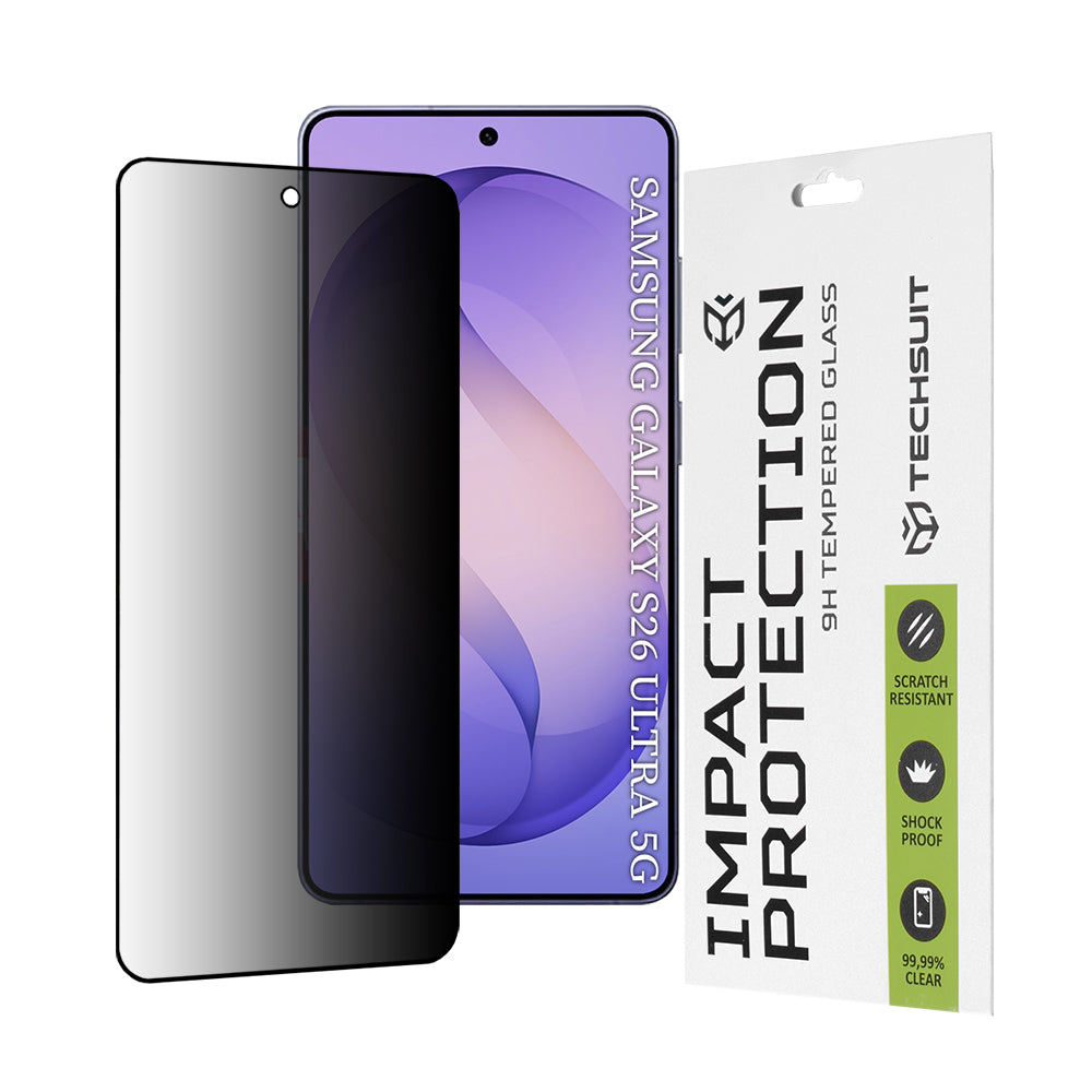 Folie de protectie Ecran Privacy Techsuit pentru Samsung Galaxy S26 Ultra, Sticla Securizata, Full Glue, 111D