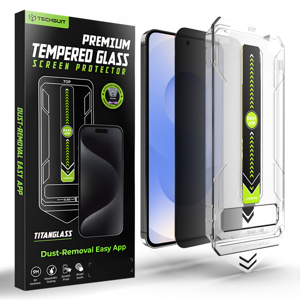 Folie de protectie Ecran Privacy Techsuit TitanGlass CrystalHD pentru Samsung Galaxy S26, Sticla Securizata, Full Glue