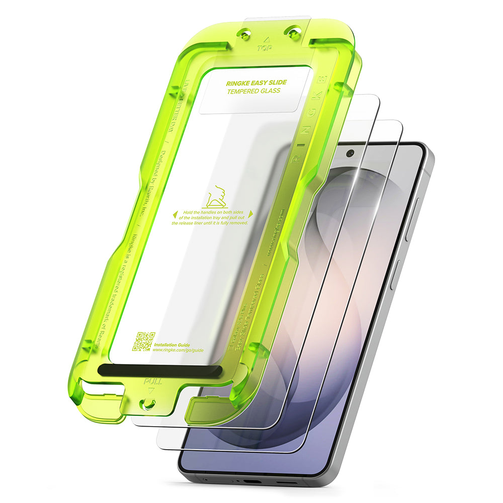 Folie de protectie Ecran Ringke Easy Slide pentru Samsung Galaxy S26 Plus S947, Sticla Securizata, Full Glue, Set 2 bucati